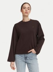 Tommy Hilfiger Bluzka WW0WW51740 Brązowy Relaxed Fit. Brązowe bluzki TOMMY HILFIGER, s, bez wzorów, z bawełny, bez kołnierzyka, bez ramiączek. Za 289.99 zł.