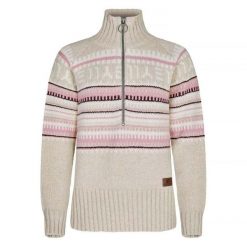 Damski sweter zapinany na zamek Elevenate Davos. Białe swetry ELEVENATE, bez wzorów, bez ramiączek. W wyprzedaży za 825.00 zł.