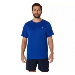 Koszulka Asics Core. Niebieskie bluzki Asics, bez wzorów, sportowe, bez kołnierzyka, bez ramiączek. Za 166.00 zł.