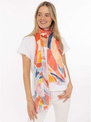 Zwillingsherz Szal "Geometric Art" w kolorze granatowo-pomarańczowym - 180 x 90 cm rozmiar: onesize. Pomarańczowe szaliki Zwillingsherz, bez wzorów, z materiału. Za 112.36 zł.