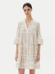 Vero Moda Sukienka letnia Dicthe 10225127 Beżowy Loose Fit. Brązowe sukienki Vero Moda, na lato, s, bez wzorów, z bawełny, bez kołnierzyka, bez ramiączek. Za 149.99 zł.