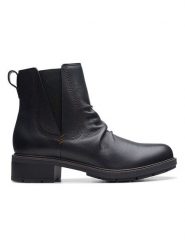 Clarks Skórzane botki "Hearth Rose" w kolorze czarnym rozmiar: 38. Czarne botki Clarks, bez wzorów, bez obcasa, bez zapięcia. Za 228.92 zł.