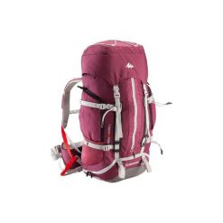 Plecak trekkingowy Easyfit 50 l damski. Fioletowe plecaki QUECHUA, bez wzorów, z materiału. Za 299.99 zł.