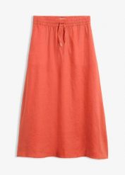 Spódnica maxi z czystego lnu. Brązowe spódnice bonprix, bez wzorów, maxi. Za 249.99 zł.
