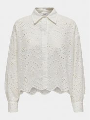 ONLY Koszula Valais 15269568 Biały Loose Fit. Białe koszule Only, xl, bez wzorów, z bawełny, bez kołnierzyka, bez ramiączek. Za 169.99 zł.