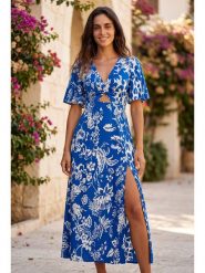 SOULSHAE Sukienka w kolorze niebieskim rozmiar: S/M. Niebieskie sukienki SOULSHAE, m, bez wzorów, bez kołnierzyka, bez ramiączek, maxi. Za 149.95 zł.