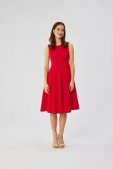 Elegancka rozkloszowana sukienka koktajlowa czerwona. Czerwone sukienki Stylove, do pracy, l, bez wzorów, z elastanu, biznesowe, bez kołnierzyka, bez ramiączek, midi, dopasowane. Za 429.00 zł.