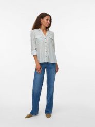 Vero Moda Koszula w kolorze biało-zielonym rozmiar: S. Białe koszule Vero Moda, s, bez wzorów, z wiskozy, bez kołnierzyka, bez ramiączek. Za 87.45 zł.