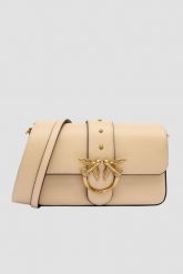 PINKO Beżowa kopertówka Love One Mini Slouchy FL Vitello Morbido. Brązowe kopertówki Pinko, bez wzorów, ze skóry, bez dodatków. W wyprzedaży za 1,139.99 zł.