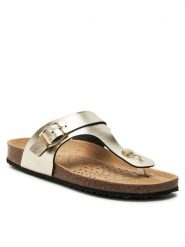 Geox Japonki D Brionia D35LSK 000BN C2012 Złoty. Żółte klapki Geox, bez wzorów, ze skóry, bez obcasa. Za 249.99 zł.