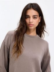 Bluza z modalem - brązowy. Brązowe bluzy sportowe Reserved, l, bez wzorów, z dzianiny, bez kaptura. Za 109.99 zł.