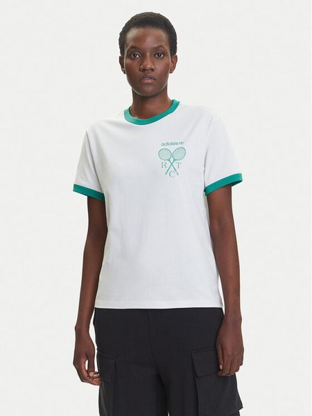 Adidas T-Shirt Retro Tennis JY0276 Biały Regular Fit. Białe t-shirty Adidas, xs, bez wzorów, z bawełny, bez kołnierzyka, bez ramiączek. Za 99.99 zł.