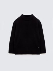 Sweter damski ze stójką oversize czarny Siena 906. Czarne golfy Big Star, l, bez wzorów, z bawełny, bez ramiączek. Za 229.99 zł.