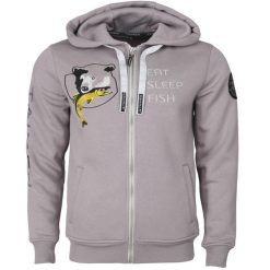 Bluza z zamkiem Taimen Menza Embroidery – Jasnoszara. Szare bluzy TAIMEN, bez wzorów, bez kaptura. Za 399.00 zł.