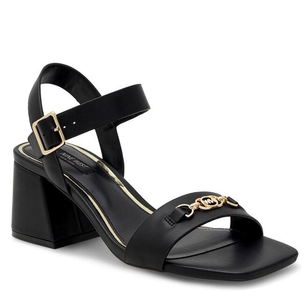 Sandały Nine West. Czarne sandały Nine West, bez wzorów, bez obcasa, na słupku, bez zapięcia. Za 173.99 zł.