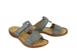 RIEKER 60885-12 blue, klapki damskie. Niebieskie klapki Rieker, bez wzorów, bez obcasa. Za 289.90 zł.