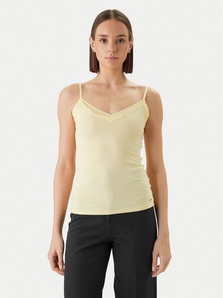 Morgan Top 192-BARBA.N Żółty Slim Fit. Żółte topy Morgan, xl, bez wzorów, z wiskozy, bez kołnierzyka, bez ramiączek. Za 79.99 zł.