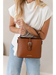 Lia Biassoni Skórzana torebka w kolorze jasnobrązowym - 25 x 20 x 12 cm rozmiar: onesize. Brązowe torby na ramię Lia Biassoni, bez wzorów, z materiału, przez ramię, bez dodatków. Za 260.99 zł.