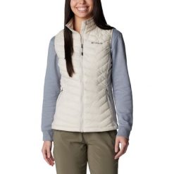 Kamizelka turystyczna damska Columbia Powder Pass Vest. Białe kamizelki Columbia, xs, bez wzorów, z nylonu, bez kaptura. W wyprzedaży za 342.90 zł.