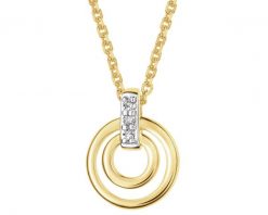 Naszyjnik z żółtego złota z diamentami - koło - 0,01 ct - próba 585. Żółte naszyjniki Apart, z diamentem, złote. Za 2,490.00 zł.