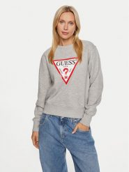Guess Bluza W2YQ16 KBA11 Szary Regular Fit. Szare bluzy Guess, m, z aplikacjami, z bawełny, bez kaptura. Za 329.99 zł.