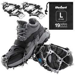 Raczki z kolcami nakładki na buty turystyczne rozmiar L 41-44 REBEL. Szare trekkingi REBEL ACTIVE, z materiału, trekkingowe. Za 49.00 zł.