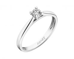 Pierścionek z białego złota z brylantem - 0,10 ct - próba 585. Białe pierścionki Apart, z brylantem, złote. Za 2,390.00 zł.