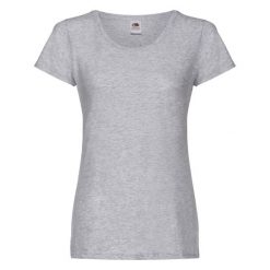 Oryginalna Koszulka Damska. Szare bluzki FRUIT OF THE LOOM, xl, bez wzorów, sportowe, bez kołnierzyka, bez ramiączek. Za 27.99 zł.