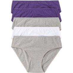 Figi "maxi" (5 par) bonprix jasnoszary melanż - lila - biel wełny. Szare figi bonprix, bez wzorów, z wełny. Za 49.95 zł.