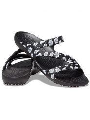 Crocs Klapki "Kadee II" w kolorze czarno-białym rozmiar: 37/38. Czarne klapki Crocs, bez wzorów, z otwartym noskiem, bez obcasa. Za 132.05 zł.