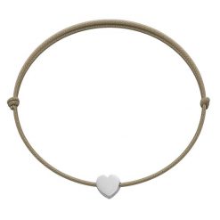 Bransoletka z posrebrzanym sercem Etincelle na cienkim sznurku w kolorze jasnego cappucino. Bransoletki Lilou, posrebrzane. Za 79.00 zł.