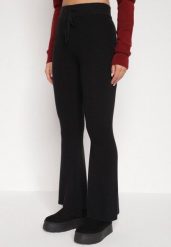 Czarne Spodnie Dzwony z Dzianiny z Wiskozą Zetiva. Czarne spodnie materiałowe Born2be, m, bez wzorów, z dzianiny. Za 129.99 zł.