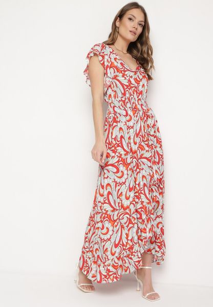 Beżowo-Pomarańczowa Asymetryczna Sukienka z Gumką w Pasie z Falbankami z Wiskozy Venimra. Brązowe sukienki Born2be, na lato, l, bez wzorów, z wiskozy, z asymetrycznym kołnierzem, bez ramiączek, asymetryczne. Za 79.99 zł.