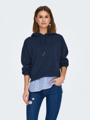 ONLY Bluza w kolorze granatowym rozmiar: M. Niebieskie bluzy Only, m, z aplikacjami, z kapturem. Za 122.96 zł.