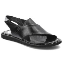 Czarne Sandały Nessi Wygodne Skórzane Buty. Czarne sandały Nessi, bez wzorów, ze skóry, klasyczne, bez obcasa, bez zapięcia. Za 309.00 zł.