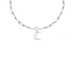 Naszyjnik Łańcuch No.7 z zawieszką Lune posrebrzany. Szare naszyjniki Lilou, posrebrzane. Za 443.00 zł.