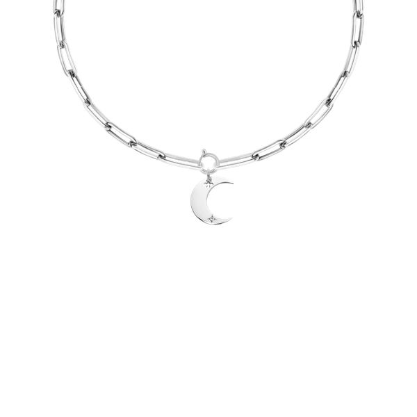 Naszyjnik Łańcuch No.7 z zawieszką Lune posrebrzany. Szare naszyjniki Lilou, posrebrzane. Za 443.00 zł.