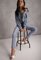 Niebieskie Jeansy Typu Skinny z Bawełny Nevitaes. Niebieskie jeansy Renee, l, bez wzorów, z podwyższonym stanem. Za 99.99 zł.