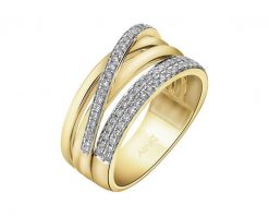 Pierścionek z żółtego złota z brylantami - 0,30 ct - próba 585. Żółte pierścionki Apart, z brylantem, złote. Za 7,690.00 zł.