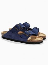 BACKSUN Klapki "Bali" w kolorze granatowym rozmiar: 42. Niebieskie klapki Backsun, bez wzorów, z materiału, z otwartym noskiem, bez obcasa. Za 130.99 zł.