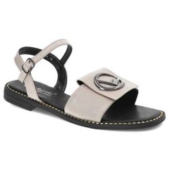 Beżowe Sandały S.Barski Elegancie Damskie Buty. Brązowe sandały S.BARSKI, bez wzorów, ze skóry ekologicznej, eleganckie, bez obcasa, bez zapięcia. Za 89.00 zł.