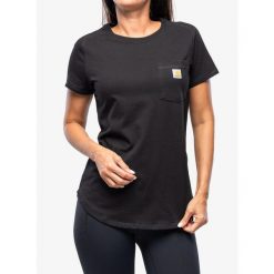 Koszulka damska Carhartt Midweight S/S Pocket T-Shirt. Czarne koszulki sportowe Carhartt, bez wzorów, bez ramiączek. Za 123.99 zł.