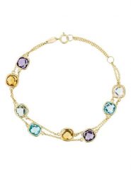 L instant d Or Złota bransoletka "Pépites Multicolores" z kamieniami szlachetnymi rozmiar: onesize. Żółte bransoletki L instant d Or, z ametystem, złote. Za 2,435.99 zł.