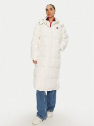 Tommy Jeans Płaszcz zimowy Alaska DW0DW18860 Biały Regular Fit. Białe płaszcze Tommy Jeans, na zimę, s, bez wzorów, z jeansu, bez kaptura. Za 1,119.00 zł.