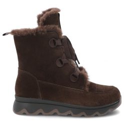 Botki damskie Artiker o sznurowanym fasonie z miękkim futerkowym ociepleniem ozdobnymi tasiemkami i masywną podeszwą brązowe, 59C1148 Brown. Brązowe botki Artiker, na jesień, bez wzorów, z dzianiny, bez obcasa, bez zapięcia. Za 329.00 zł.