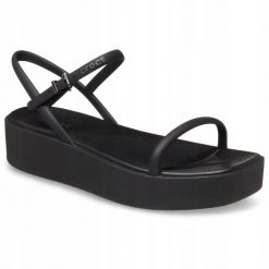 Sandały dla Kobiet Crocs Miami Platform Y Strap Sandal. Czarne sandały Crocs, bez wzorów, z materiału, bez obcasa, bez zapięcia. Za 199.99 zł.