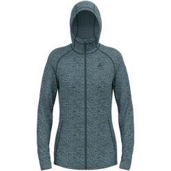 Bluza z kapturem damska Odlo Tencia Mid Layer Hoody Full Zip. Niebieskie bluzy sportowe Odlo, s, bez wzorów, z elastanu, z kapturem. Za 371.65 zł.