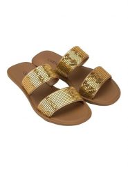 Grendha Klapki "Buriti Icone" w kolorze złoto-jasnobrązowym rozmiar: 41/42. Brązowe klapki Grendha, bez wzorów, z otwartym noskiem, bez obcasa. Za 71.95 zł.