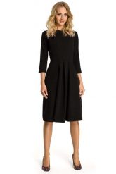 Czarna Sukienka z Dołem w Kontrafałdy. Czarne sukienki MOE, l, bez wzorów, z elastanu, wizytowe, bez kołnierzyka, bez ramiączek. Za 249.90 zł.