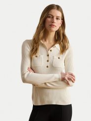 LAUREN RALPH LAUREN Sweter 200P03459003 Kremowy Slim Fit. Białe swetry Lauren Ralph Lauren, xs, bez wzorów, z wiskozy, bez ramiączek. Za 989.99 zł.